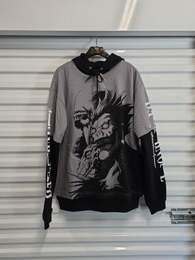 Death Note Ryuk 2fer Hoodie Medium NWT Anime Graphic Black Gray (CD)